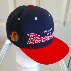 Vintage Mitchell and Ness Snapback Hat Chicago Blackhawks